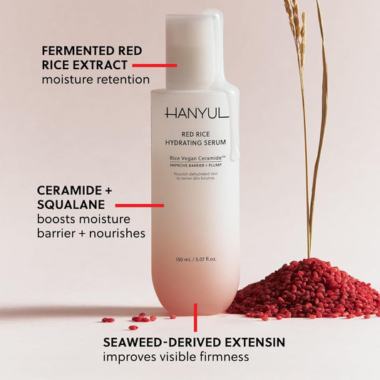 Red Rice Hydrating Serum with Vegan Ceramide | Korean Skincare for Deep Hydration, Radiant Skin Glow, Firming & Barrier Support, Slow Aging 5.07 Fl. Oz.