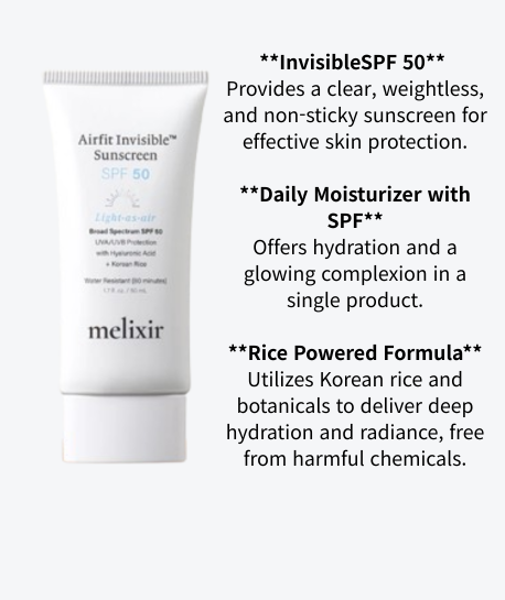 Airfit Invisible™ Sunscreen SPF 50, Broad Spectrum Korean Rice Sunscreen for Face, Hyaluronic Acid, Moisturizing Daily Protection for Sensitive Skin, No White Cast, Waterproof (1.7Fl.Oz./50Ml)