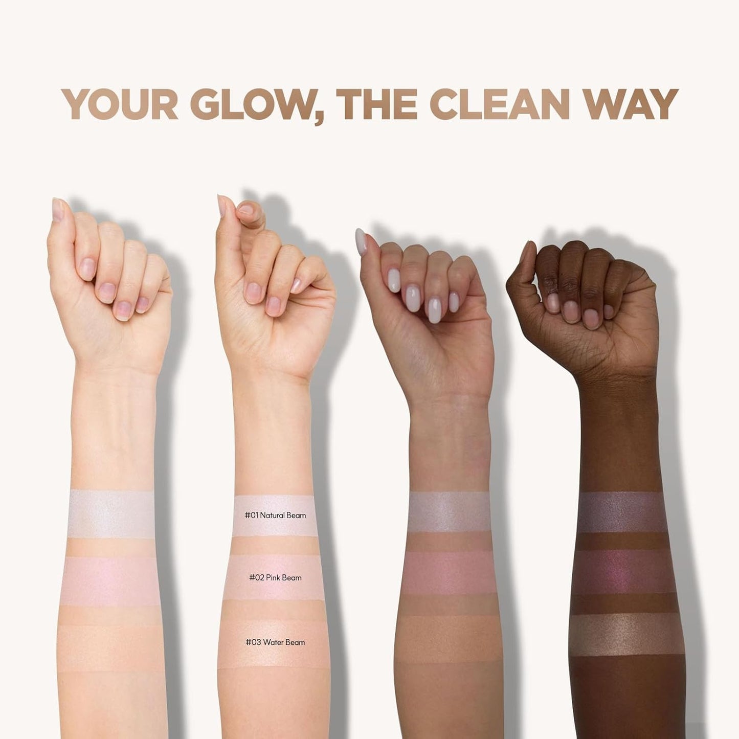 Dream Beam Highlighter, Hydrating Powder Highlighter with Hyaluronic Acid & Chamomile for Radiant, Long-Lasting Glow, Glass Skin, Vegan, K-Beauty​ (#03 Water Beam)