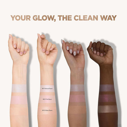 Dream Beam Highlighter, Hydrating Powder Highlighter with Hyaluronic Acid & Chamomile for Radiant, Long-Lasting Glow, Glass Skin, Vegan, K-Beauty​ (#03 Water Beam)