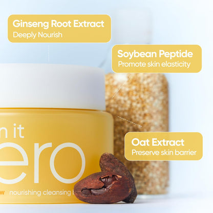 Clean It Zero Nourishing Cleansing Balm | Korean Makeup Remover for Dry Skin | Vegan | Cleansing Oil, Facial Cleanser Made with Ginseng Root & Soybean Peptide (100Ml / 3.38 Fl. Oz)