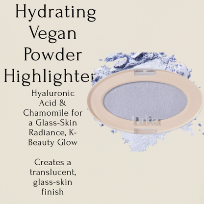 LAKADream Beam Highlighter – Hydrating Vegan Powder Highlighter with Hyaluronic Acid & Chamomile for a Glass-Skin Radiance, K-Beauty Glow(#03 Water Beam)
