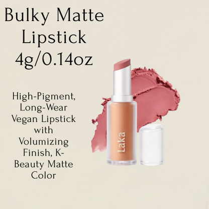 LAKA  Bulky Matte Lipstick 4g/0.14oz – High-Pigment, Long-Wear Vegan Lipstick with Volumizing Finish, K-Beauty Matte Color (#405 so Peach)