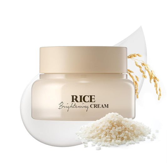 Rice Brightening Cream, Korean Face Moisturizer with 48 Hours Fermented Rice Water, Korean Skin Care Rice Moisturizer for Natural Glow Glass Skin, Nourishing, Vegan, 60Ml/2Fl.Oz.