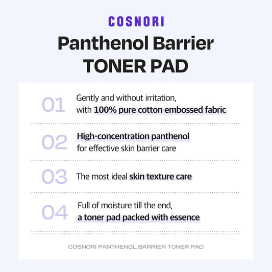 Panthenol Barrier Toner Pad (60 Pads) - High-Concentration D-Panthenol - Vegan Certified - Soothing & Barrier-Boosting for Sensitive Skin - Vegan & Eco-Friendly (4.73 Fl.Oz.)