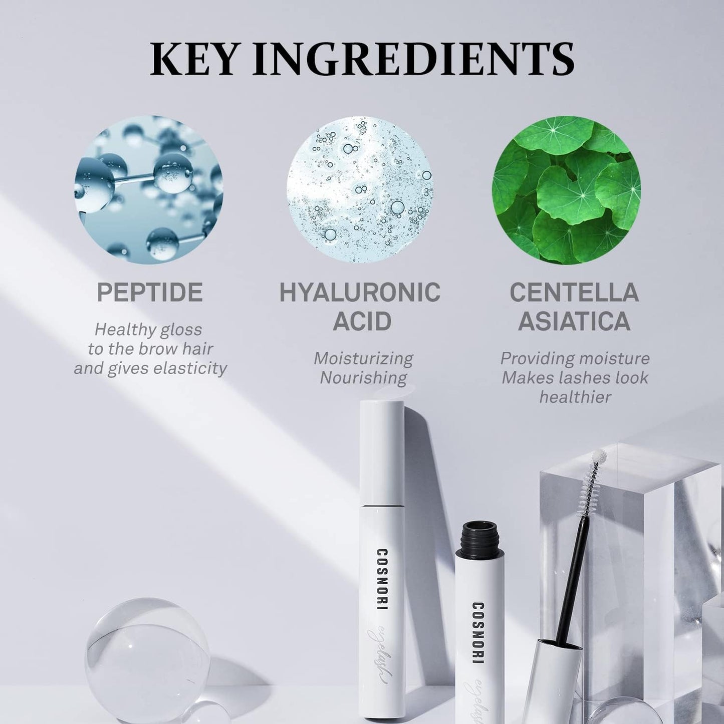 Long Active Eyelash Serum - n Eyelash Boost Serum - Eyebrow Growth Enhancer for Longer and Thicker - Vegan Prostaglandin Free & Non Irritating - Peptides, Hyaluronic Acid, 0.3 Fl.Oz.