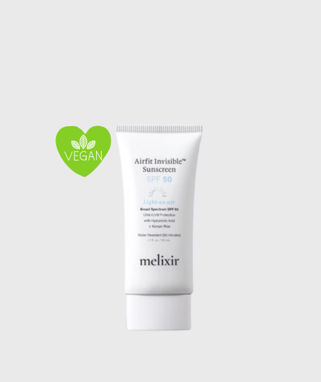 Airfit Invisible™ Sunscreen SPF 50, Broad Spectrum Korean Rice Sunscreen for Face, Hyaluronic Acid, Moisturizing Daily Protection for Sensitive Skin, No White Cast, Waterproof (1.7Fl.Oz./50Ml)