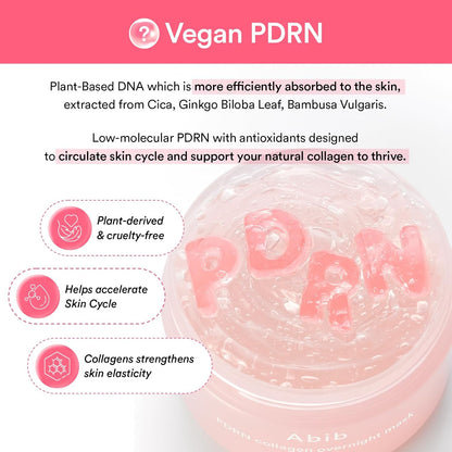 PDRN Collagen Overnight Mask Firming Jelly 2.7 Fl Oz | Korean Overnight Sleeping Cream Mask Moisturizer for Glass Skin Slugging Niacinamide Centella Peptides (Vegan Pdrn/Firming Jelly)