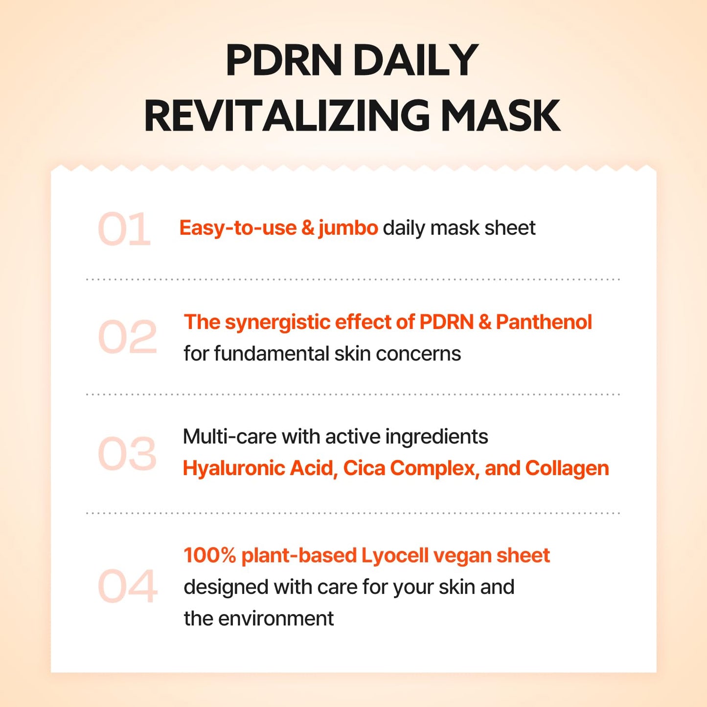 PDRN Daily Revitalizing Mask - Skin Strengthening with PDRN, Firming & Soothing, 100% Plant-Based Sheet Mask, 30 Sheets, 11.83 Fl.Oz