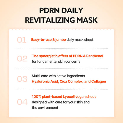 PDRN Daily Revitalizing Mask - Skin Strengthening with PDRN, Firming & Soothing, 100% Plant-Based Sheet Mask, 30 Sheets, 11.83 Fl.Oz