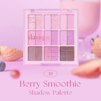 Shadow Palette #18 Berry Smoothie L Vegan, Cruelty-Free L 18 Blendable Shades in Smooth Matte and Shimmer Finishes with Gorgeous Pearls