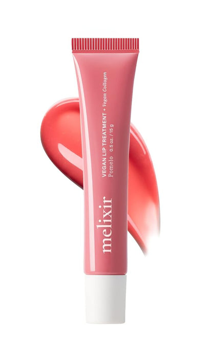 Vegan Lip Treatment, Sheer Tinted Lip Balm for Instant Hydration & Shine, Moisturizing Lip Gloss, Infused with Vegan Collagen & Jojoba Oil, Cruelty-Free, Korean Skincare-3 Pomelo(0.5Oz/15G)