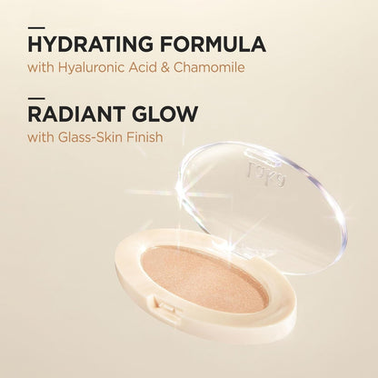 Dream Beam Highlighter, Hydrating Powder Highlighter with Hyaluronic Acid & Chamomile for Radiant, Long-Lasting Glow, Glass Skin, Vegan, K-Beauty​ (#03 Water Beam)