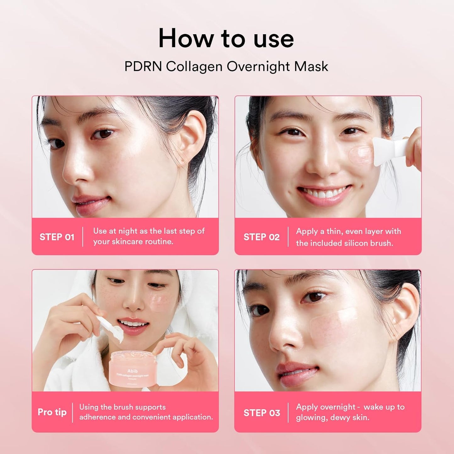 Pink Me up Pdrn 3 Step Glow Kit | Overnight Firming Jelly Mask, Korean Skincare Set for Glass Skin Routine