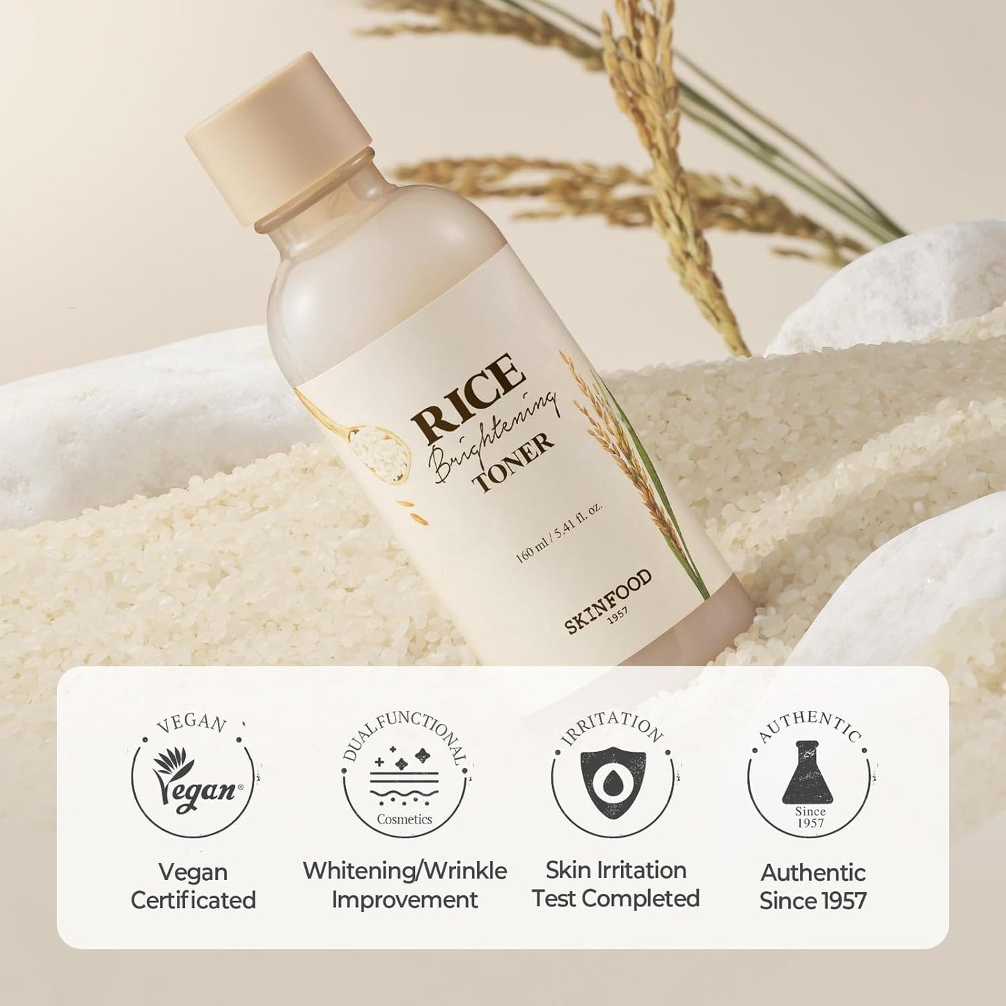 Rice Brightening Toner, Korean Skincare Toner for Face with 48 Hours Fermented Rice Water for Healthy Glow Glass Skin, Pore Minimizing, Hydrating, Vegan, 160Ml/5.4Fl.Oz.
