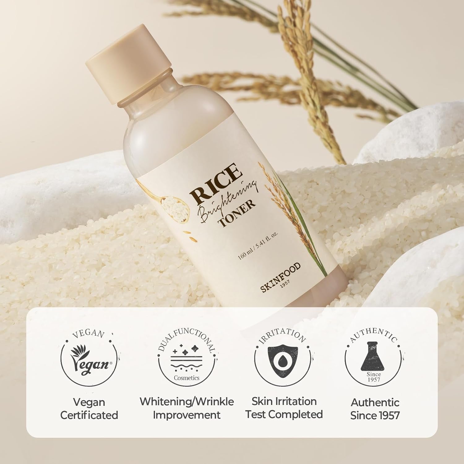 Rice Brightening Toner, Korean Skincare Toner for Face with 48 Hours Fermented Rice Water for Healthy Glow Glass Skin, Pore Minimizing, Hydrating, Vegan, 160Ml/5.4Fl.Oz.