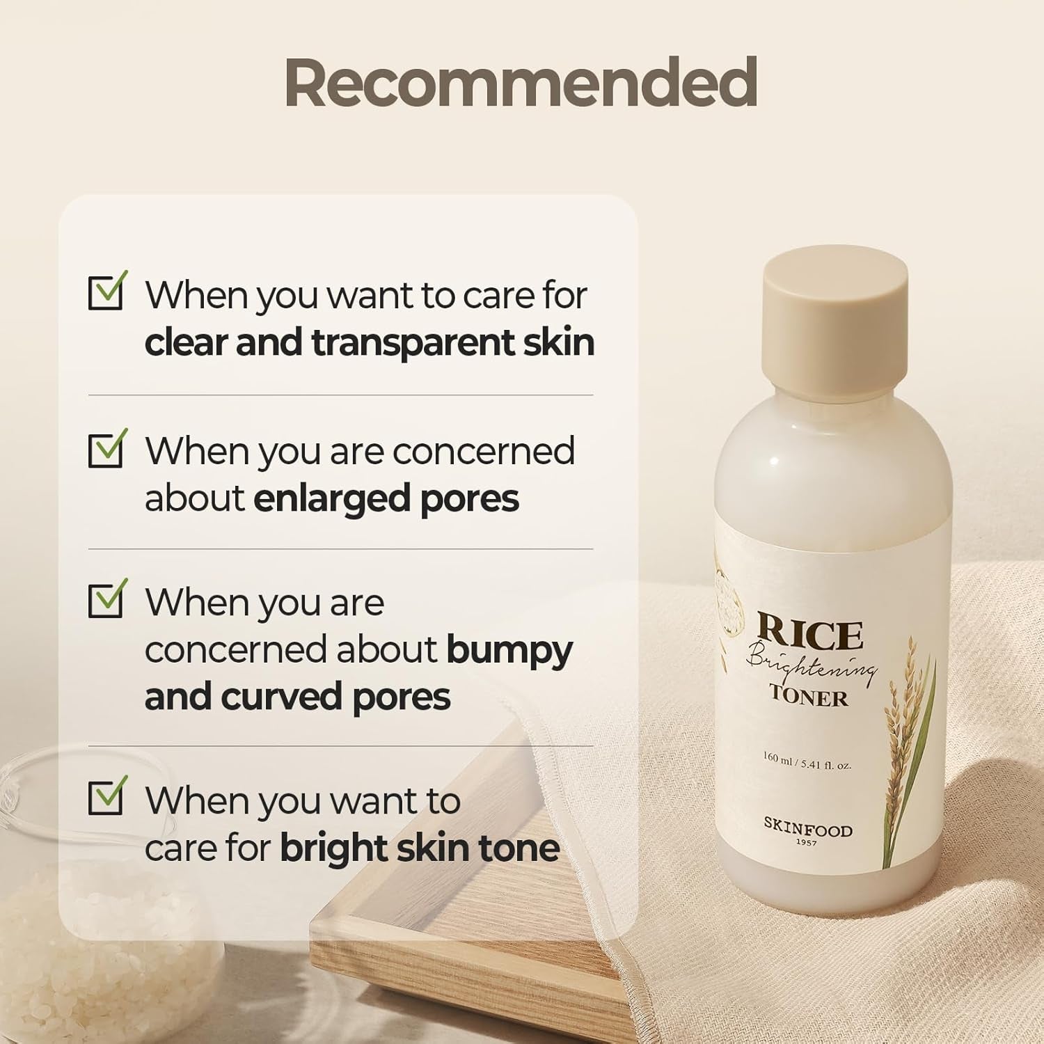 Rice Brightening Toner, Korean Skincare Toner for Face with 48 Hours Fermented Rice Water for Healthy Glow Glass Skin, Pore Minimizing, Hydrating, Vegan, 160Ml/5.4Fl.Oz.