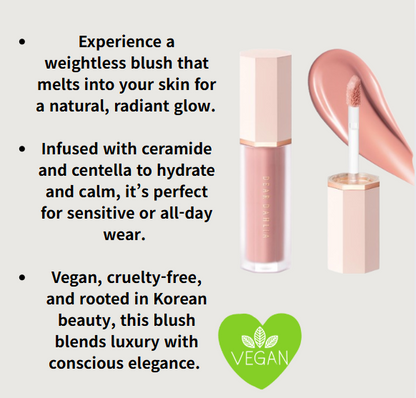 Petal Drop Blush (Barely) - Vegan, Lightweight Serum Blush with Buildable Coverage, Long-Lasting Radiance & Skin-Loving Ingredients. Korean Beauty Glow Finish. 0.14 Oz